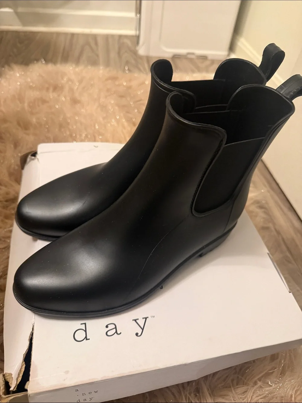 a new day Black Chelsea Rain Boots